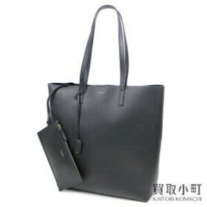 YSL North South Sac Shopping Tote Bag Black Calfskin Leather